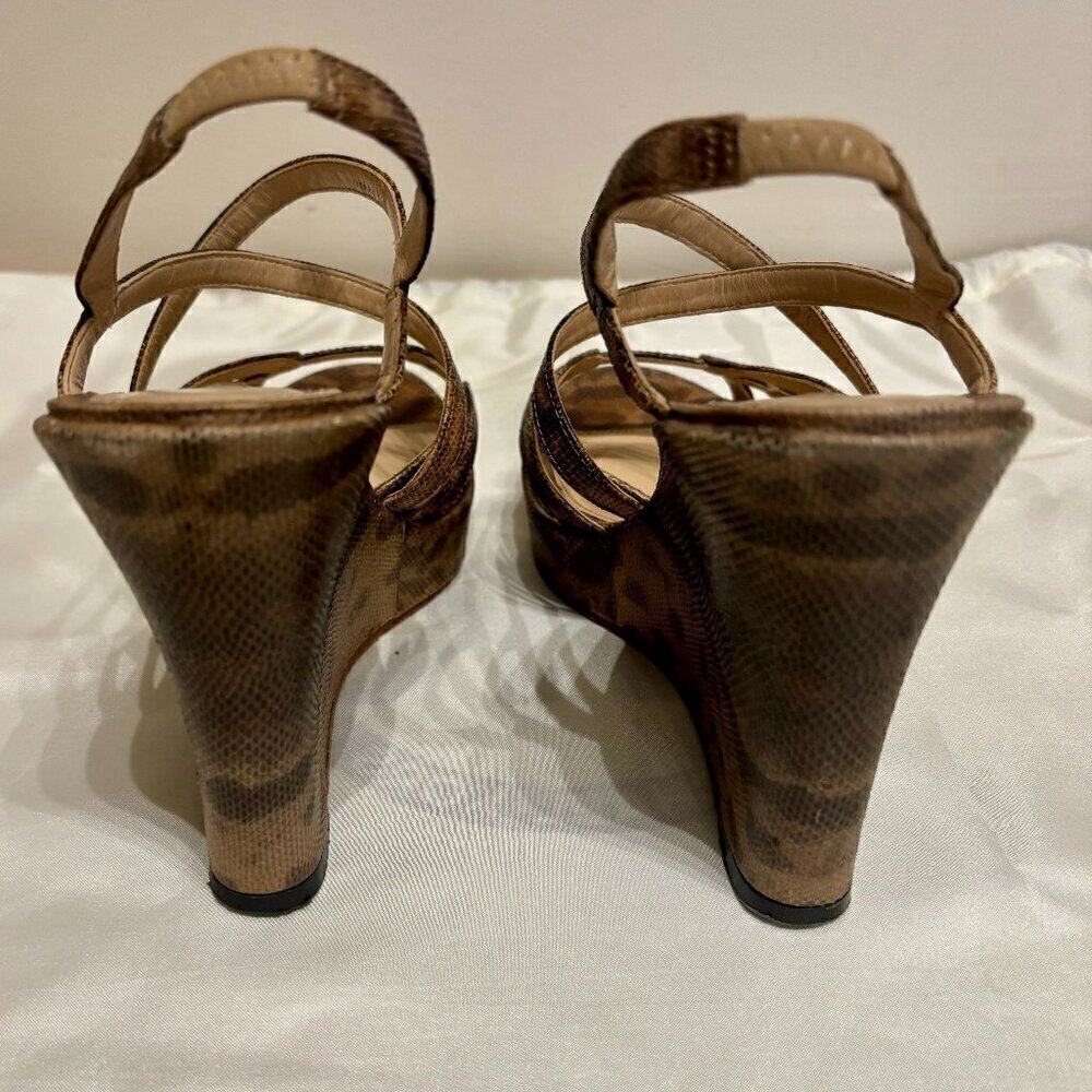 Max Studio Women's Brown/Tan Python Wedge Sandals | Women's Size 7 - Picture 6 of 7